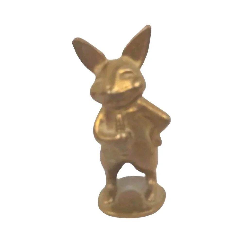 Canadianna Brass Anthropomorphic Bunny Rabbit With Carrot Minature Figurine Vtg